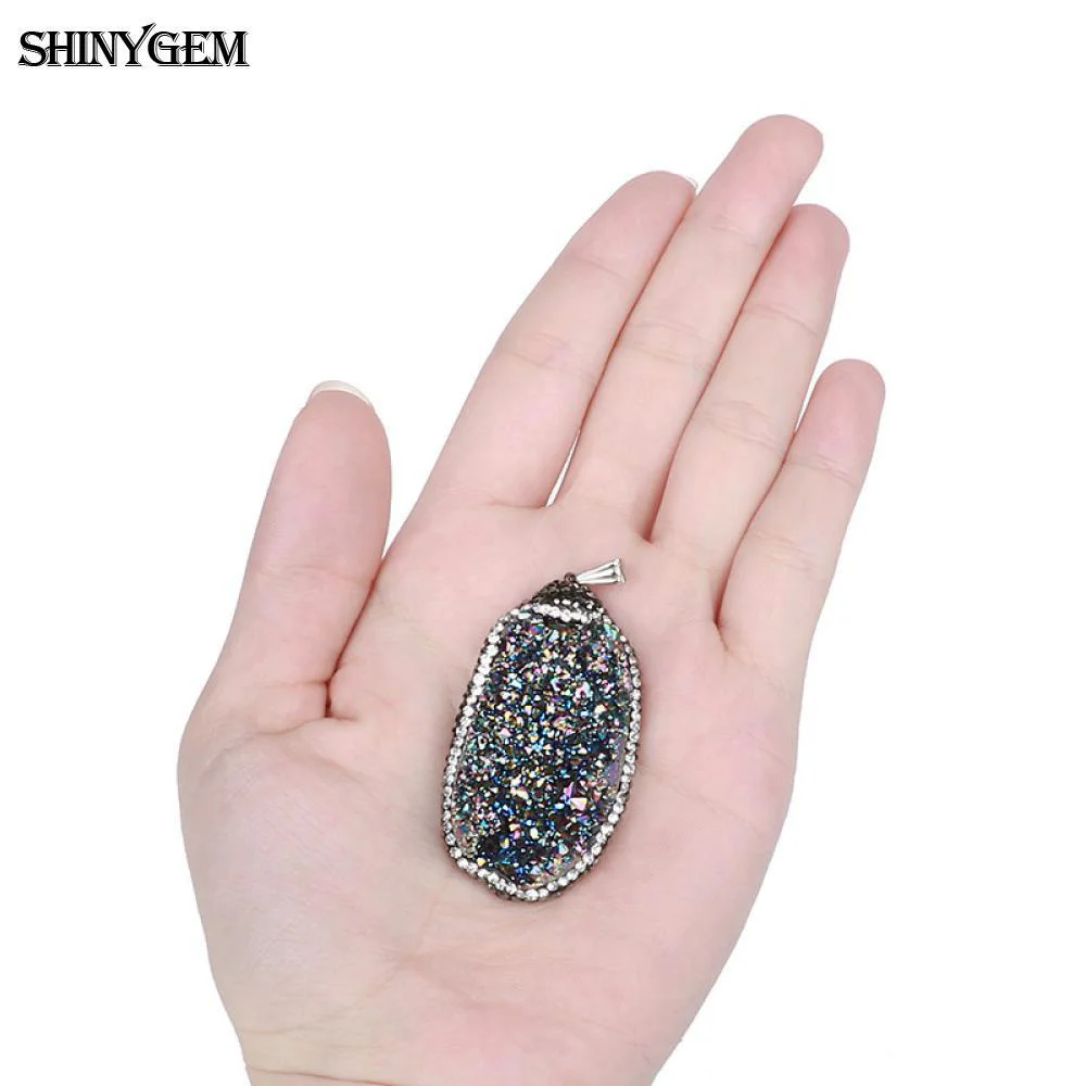 ShinyGem 25-40 мм несимметричный минеральный кристалл кулон циркон обертывание Большие Подвески друзы подвески из настоящего натурального камня для изготовления ювелирных изделий