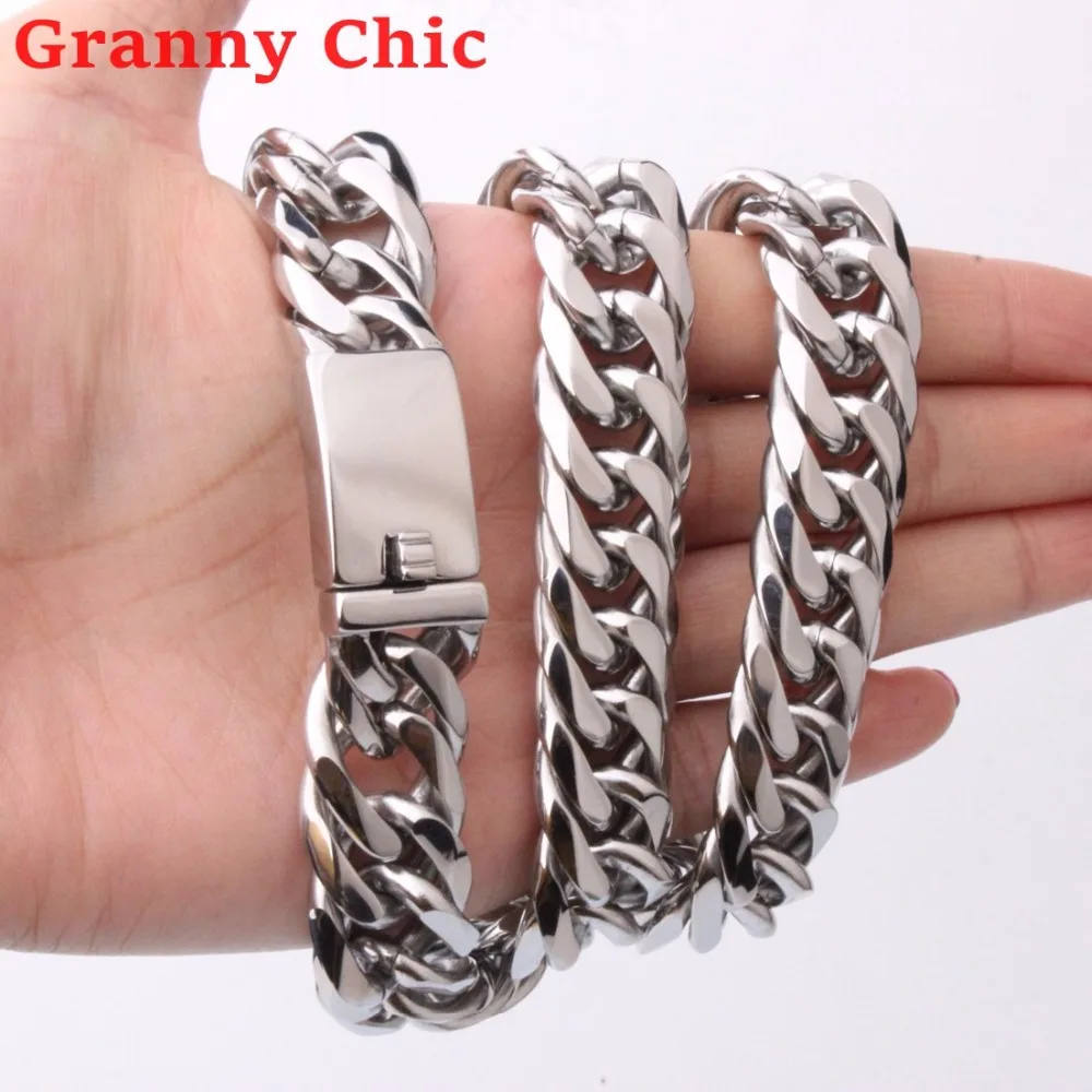 Granny Chic Miami кубинские цепи для мужчин ювелирные изделия в стиле хип хоп Серебряный
