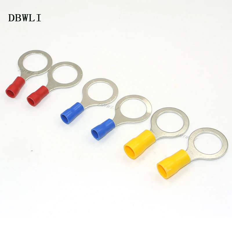 

50PCS Stud #4 #6 #8 #10 1/4 5/16 3/8 1/2 Wire Ring Terminals 22-10AWG Connectors Cable Wire Connector cable Crimp Terminal
