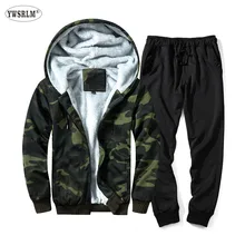 YWSRLM Мужская спортивная одежда зимняя толстовка с капюшоном с флагом Топы+ штаны комплекты Повседневная бархатная Теплая мужская одежда размер США 2XL TZ35