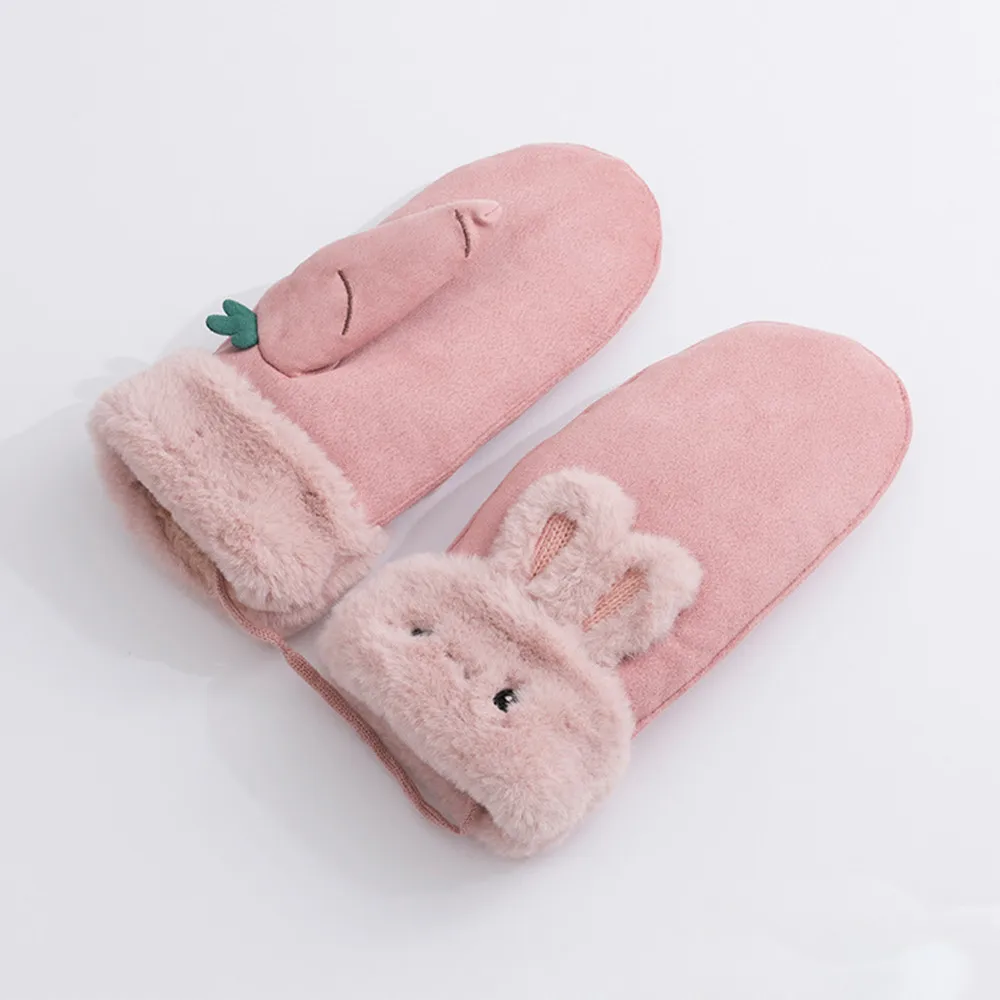 2018 Недавно Прибытие kawaii стиль Для женщин Лоскутная кролик варежки Зимние женские плюс полный палец перчатки ot23