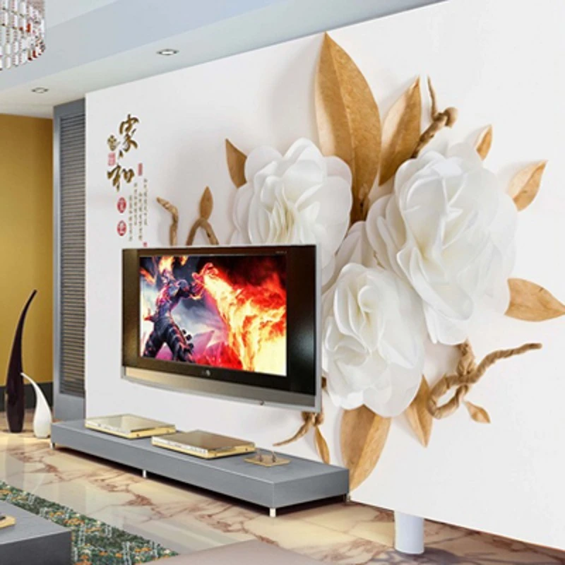 Фотообои 3d рельеф &quotЛилии&quot для гостиной большая настенная живопись |