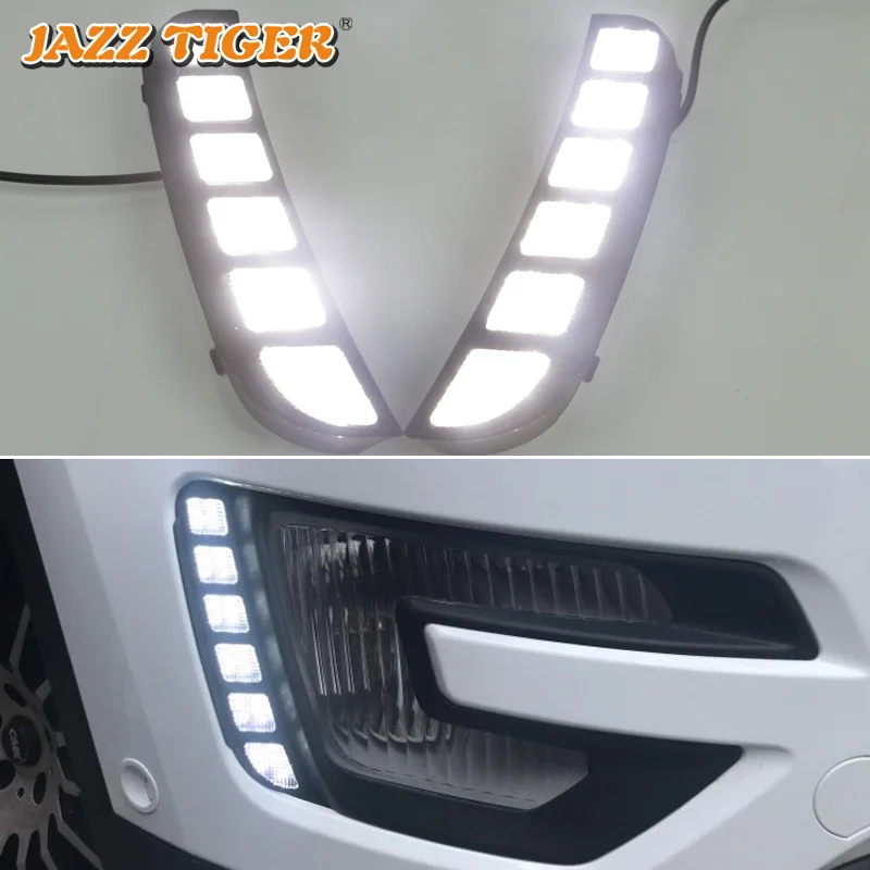 

JAZZ TIGER Turn Yellow Signal Function Waterproof ABS 12V Car LED DRL Lamp LED Daytime Running Light For Ford Explorer 2016 2017