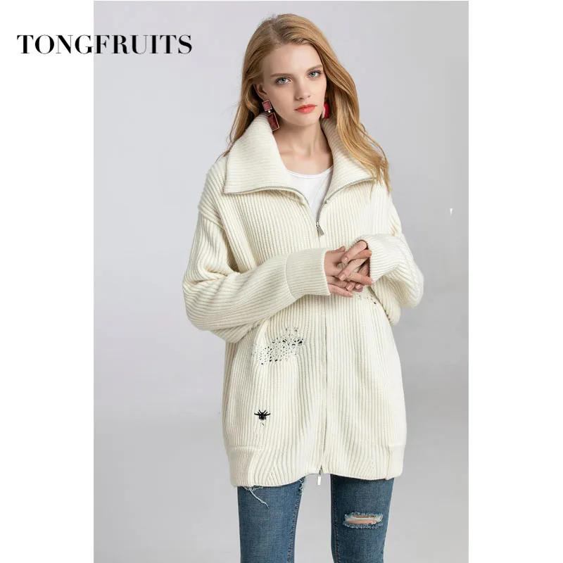 Autumn Winter Women Turn-down Collar Jacket Long Jacket Soild Color Causal Female Coat Outwear Zippers Veste Femme High Quality