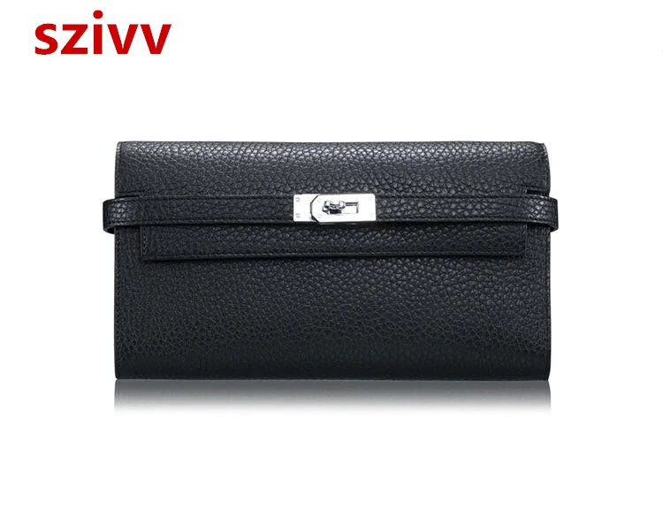 

100% Real togo Leather Wallet Women Famous Brand Luxury Designer Wallets Ladies Purse Female Genuine Leather Clutch 100704