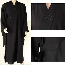 Унисекс черные буддийские монахи Шаолинь robeмедитация Layabbot nun обучение боевое искусство костюм