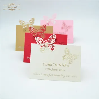 

Colorful elegant butterfly laser cut wedding place cards
