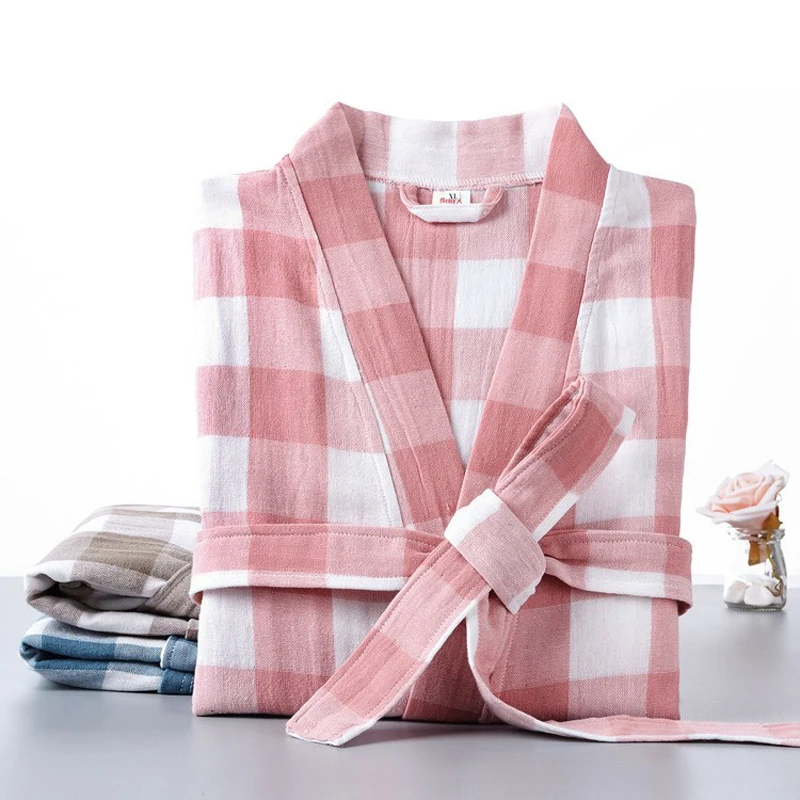 Хлопковый Халат, Сексуальный банный халат, женская одежда для сна, двухслойные марлевые пижамы, женский домашний банный Халат