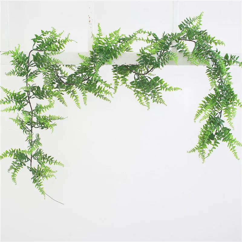 

190CM artificial green plants persian fern leaves wall hanging rattan Christmas wedding floral decorative vines
