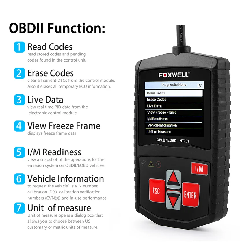 Foxwell NT201 автомобильной OBD2 сканер двигатель Code Reader выключите MIL ОДБ OBD 2 авто сканирующий инструмент для диагностики лучше, чем ELM327