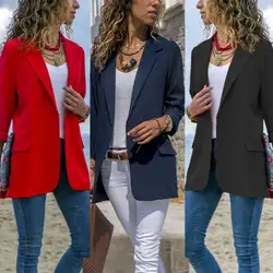 Для женщин элегантные модные тонкие Повседневное деловой пиджак, жакет пальто Новая верхняя одежда