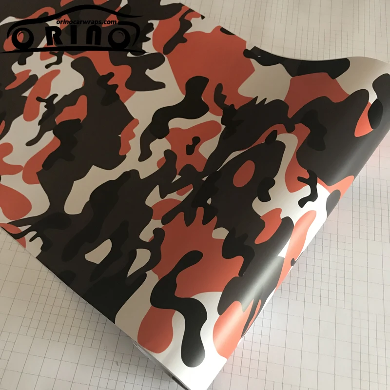 Orange Black Camouflage Vinyl Film Sticker-3