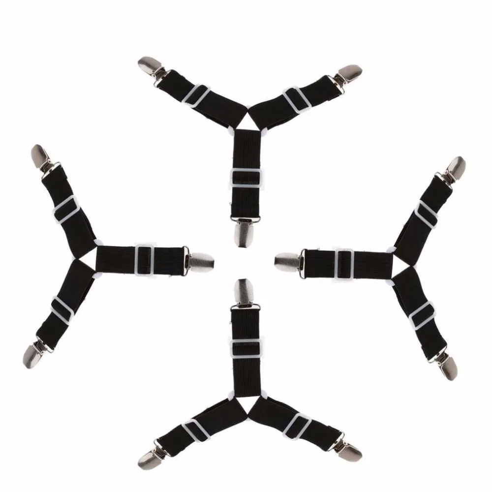 

4PCS Adjustable Triangular Bed Mattress Sheet Metal Clips Grippers Straps Table Cloth Fasten Suspender Fastener Holder