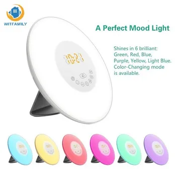 

2018HOT Touch Sensing Digital Alarm Clock Sunrise Sunset LED Wake Up Lights With FMRadio Colorful Light Snooze Mode Nature Sound