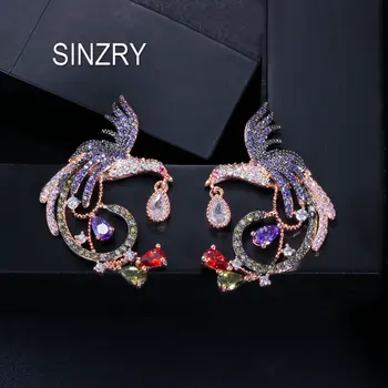 

SINZRY NEW Luxury statement jewelry Clear white cubic zirconia stone elegant phoenix design stud earrings for women