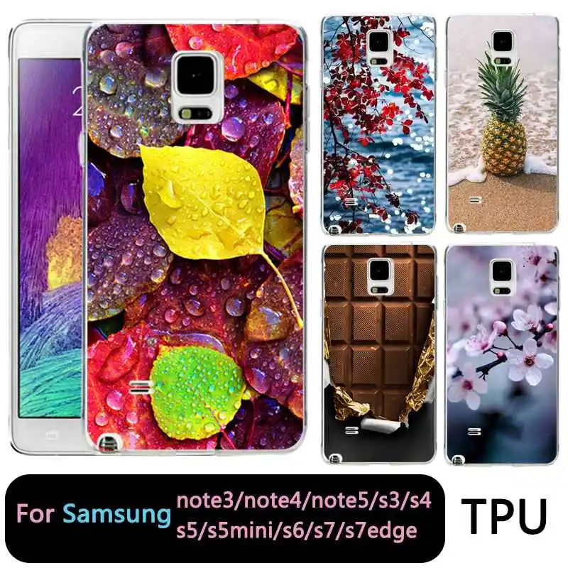 

QMSWEI TPU Soft Phone Case For samsung Note5 S8 s6 s7 edge s4 s5 s3 C5 C9 note3 note4 S9plus Flora Chocolate Soft Pineapple Case