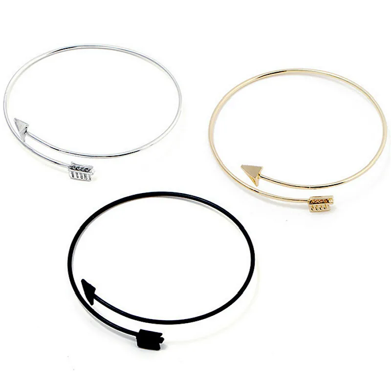 

2019 New Adjustable Arrow Wrap Bracelets for Women Fashion Simple Gothic Wrist Feather Bangles Gift Jewelry Wholesale