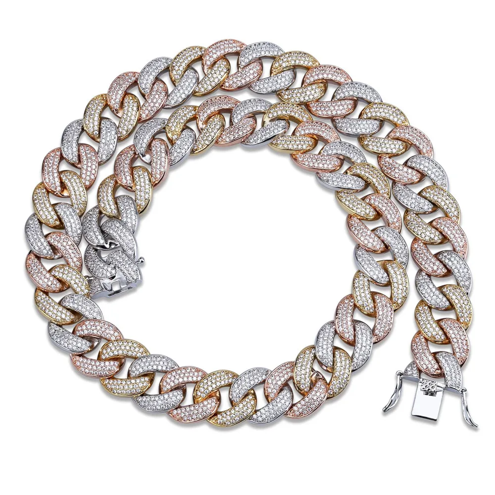 

Hip Hop Full CZ Iced Out Choker Chain Micro Pave Zircon Bling Bling Fashion Chain Necklace Jewelry for Rappers