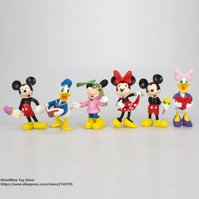 

DISNEY Mickey Mouse Minnie 6pcs/set 6cm Action Figure Posture Anime Decoration Collection Figurine Toy model for children gift