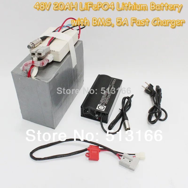 Cheap Electric Scooter 48V 20AH LiFePO4 Lithium Battery with BMS Ebike Battery Electric Bicycle Battery 5A Fast Charger