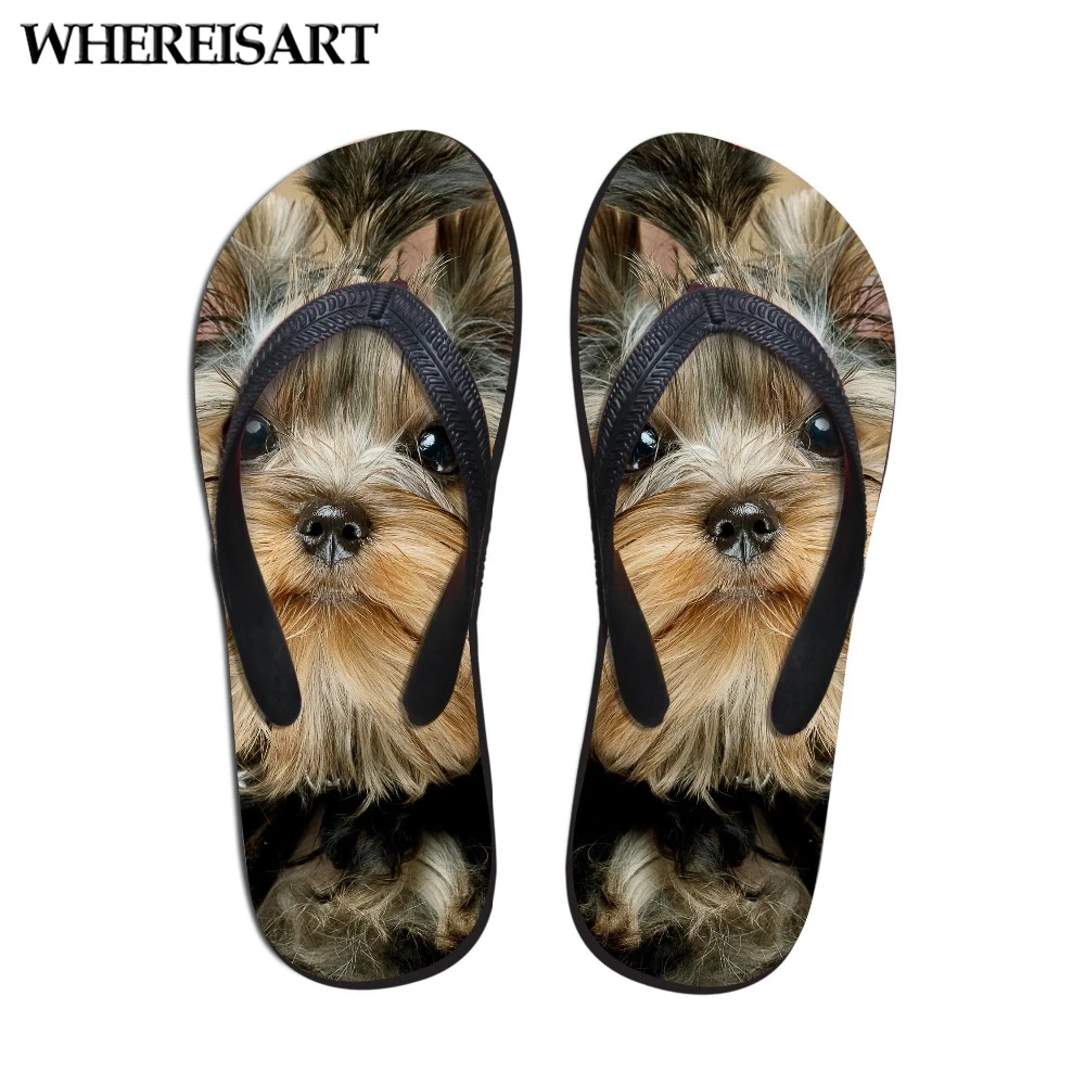 

women slippers summer shoes 3D printing cat dog hausschuhe damen zapatos de mujer designer flip flops zapatos mujer 2019 slides