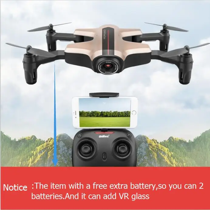 Складной Радиоуправляемый Дрон с дополнительным аккумулятором Wi Fi FPV I251HW 2 4g