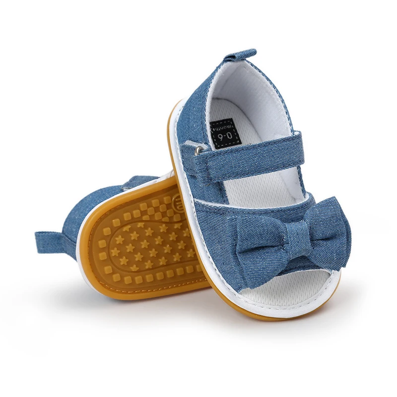 Дизайн для маленьких девочек, летние сандалии на плоской подошве с бантиком-бабочкой на липучке для малышей(0-18) месяцев
