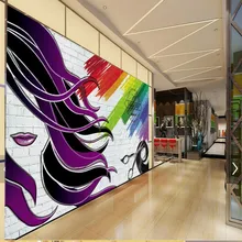Фото обои Парикмахерская 3D стерео обои высокого качества кирпичная стена фреска на заказ Парикмахерская обои