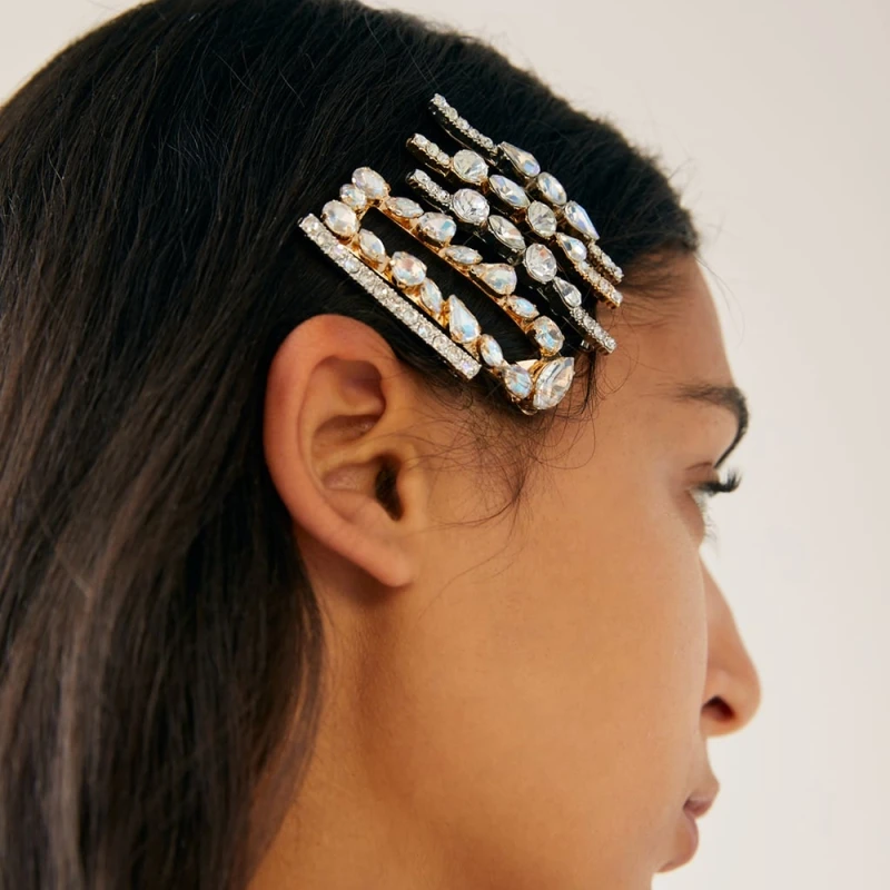 

Lalynnlys 2019 ZA Hair Pins Set For Women Girls Geometric Rhinestone Statement Barrette Hair clip Jewelry Accessories Hot F04041