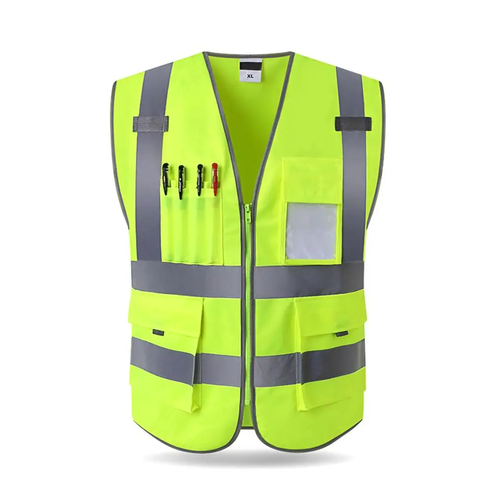 Верхом унисекс светоотражающий жилет куртка Рабочая одежда обеспечивает высокую видимость дневной и ночной режимы рабочего цикла Предупреждение жилет безопасности инструменты для ремонта велосипедов - Цвет: Green  2XL