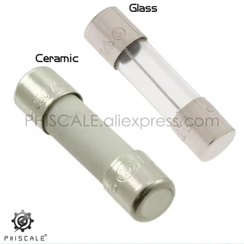 

PHISCALE 100Pcs 5*20mm 5.2*20mm Cartridge Glass/Ceramic Fuse Fast/Slow Blow 250V 0.1/0.25/3.15/6.3/1/2/3/4/5/6/7/8/10/20/25/30A