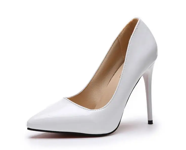 Офисная Женская обувь больших размеров 44 пикантные вечерние женские туфли на высоком каблуке модельные туфли-лодочки с острым носком женские туфли-лодочки с закрытым носком на каблуке 11,5 см - Цвет: Белый