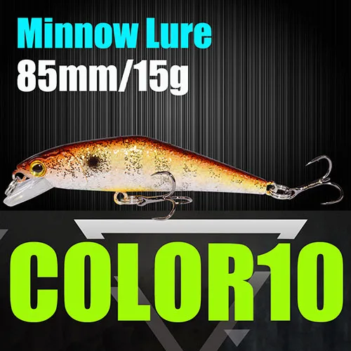 Жесткая наживка 85 мм/15 г Minnow тонущие рыболовные наживки с крючками Trebke Swimbait жесткая приманка для ловли карпа D контактный рыболовный гольян - Цвет: Color10