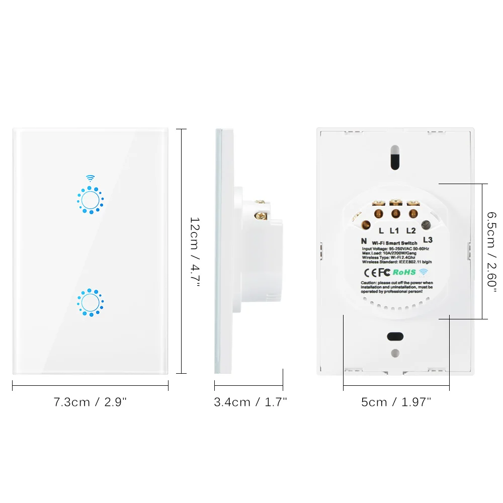 Нам Стандартный Smart Wi-Fi настенный сенсорный выключатель света 1/2/3 Gang Touch/Wifi/приложение удаленный контроллер для умного дома работать с Alexa Google Home