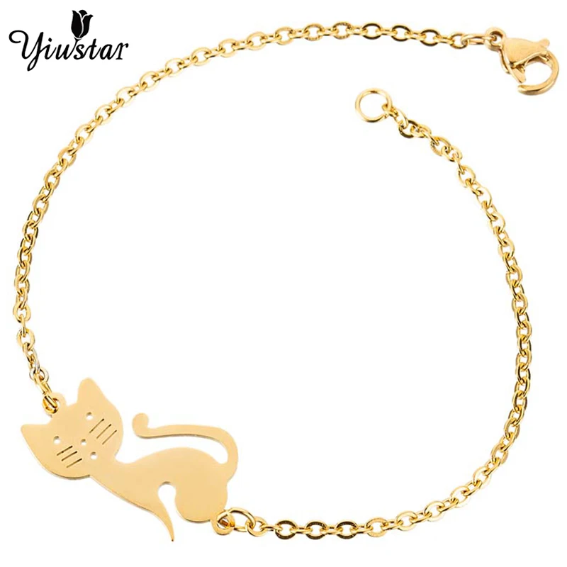

Yiustar Colorful Mini Elegant Charm Kitty Shape Bracelets Cute Charming Jewelry Sweet Bracelets for Women Kids Girls Party Gifts