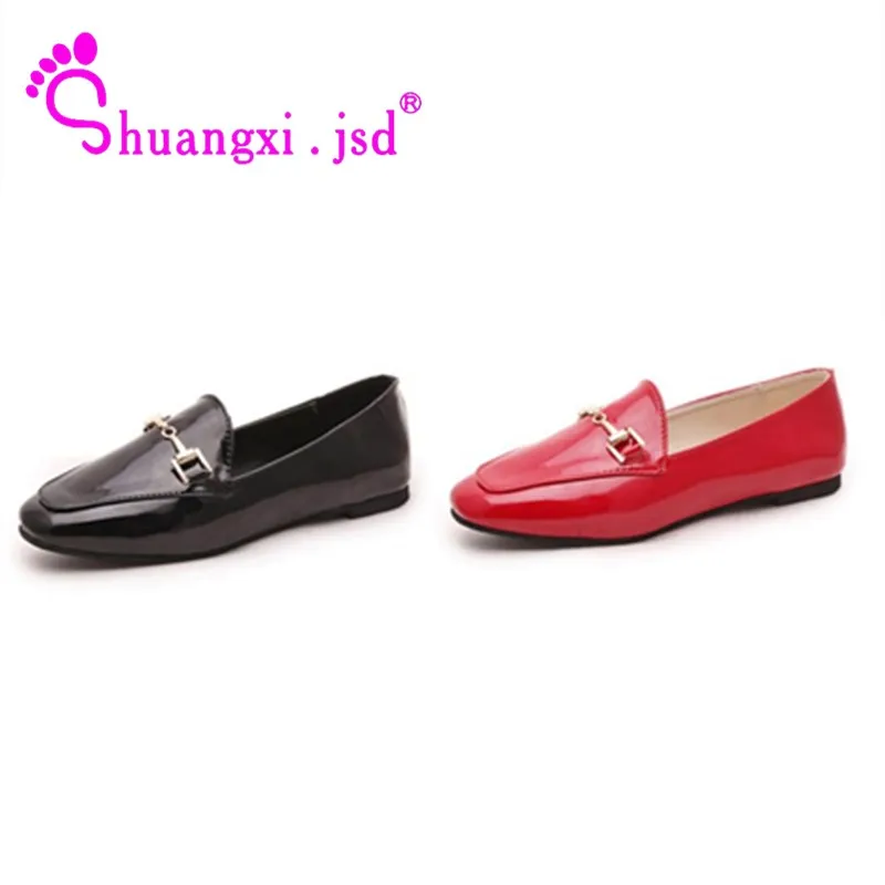 

Flat Shoes Women 2019 New Luxury Designer PU Leather Red Ladies Flats Shallow Mouth Soft Woman Work Shoe Female Zapatos Mujer