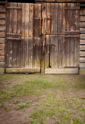 Старинные Деревянные двери и трава Фотографии Фон XT4367