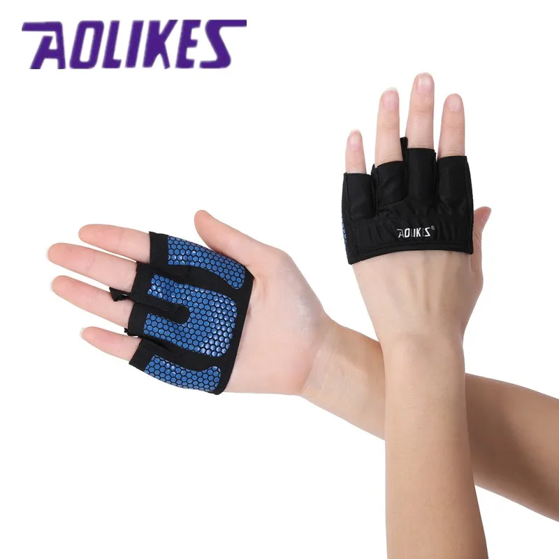 AOLIKES 2 قطعة/1 زوج المضادة للانزلاق الرجال والنساء رياضة قفازات الجسم بناء التمرينات الرياضية اللياقة البدنية قفازات نجوم النادي الأهلي