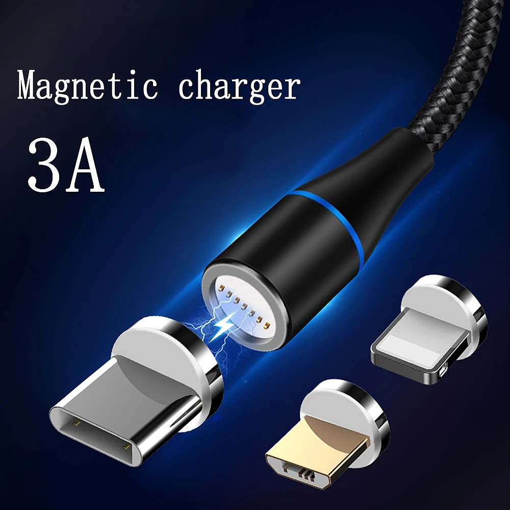 

1M LED Magnetic Cable & Micro USB Cable & USB Type C Cable Nylon Braided Type-C Magnet Charger Cable for IPhone Xs Max R Xr 7 8