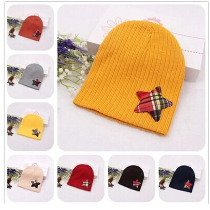 new cotton knitted star printing baby beanies kids winter warm caps children headwear accessories boys girlsfashion hat infant