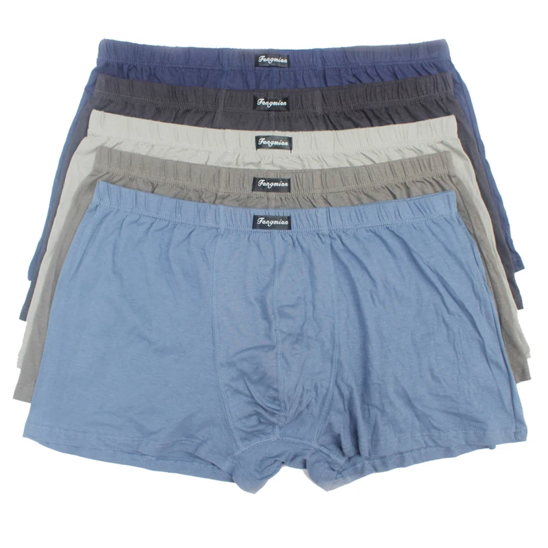 5pcs Men 100% Cotton Underwear Boxer Briefs Underpants Trunks Shorts Plus Size