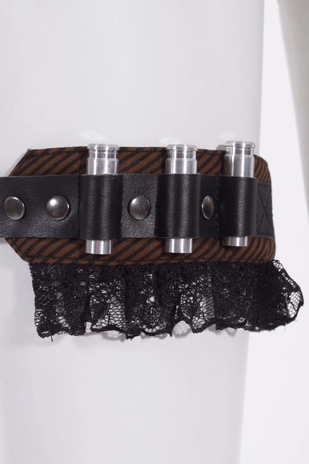 Gótico das Senhoras Perna com Fivela Série Único Anel Perna Couro Café Vervel Tamanho Livre Black Lace Única Peça rq 3 Lace Anel Perna Com Fivela Única peça