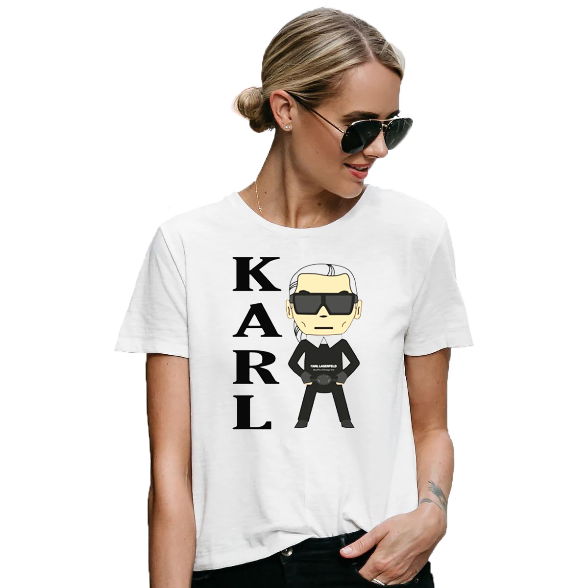 

KARL Lagerfeld T Shirt Women Clothes Graphic Print Vogue Summer 2019 Funny Short Sleeve Tshirt Femme Streetwear Camiseta mujer
