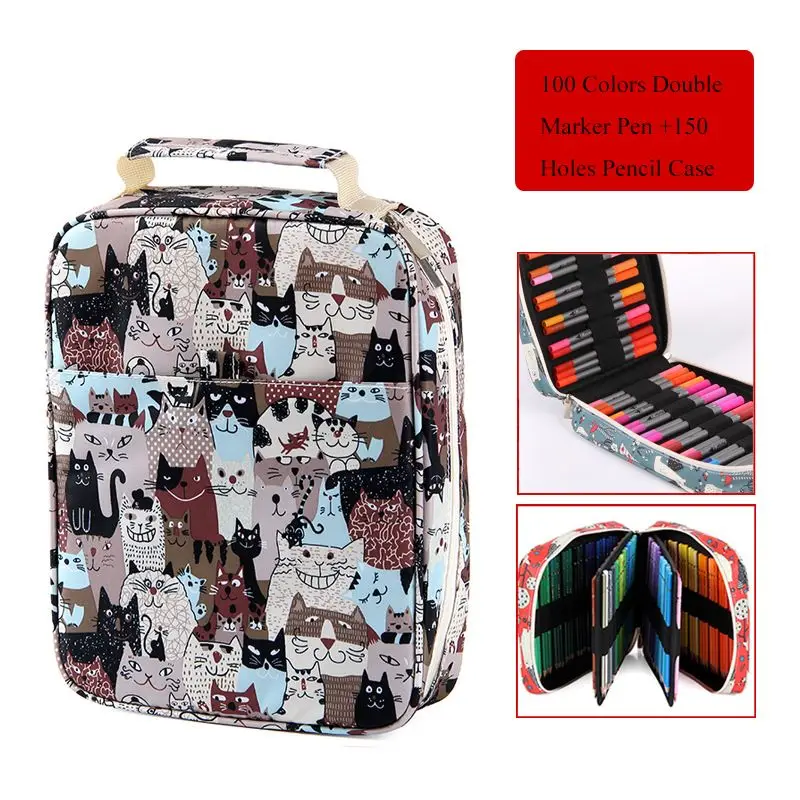 100 and bag TOUCHNEW маркеры для рисования 36/60/100 Цвета художника двойной головой маркерных ручек манги дизайн школьный рисунок эскиз Маркеры Ручка товары для рукоделия - Цвет: 100 and bag