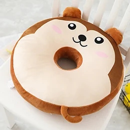 Brown moneky Пончик подушки для животных мягкая круглая еда плюшевые подушки сиденья декор кролик Свинья медведь Пингвин цыпленок панда собака, коала - Цвет: Brown moneky