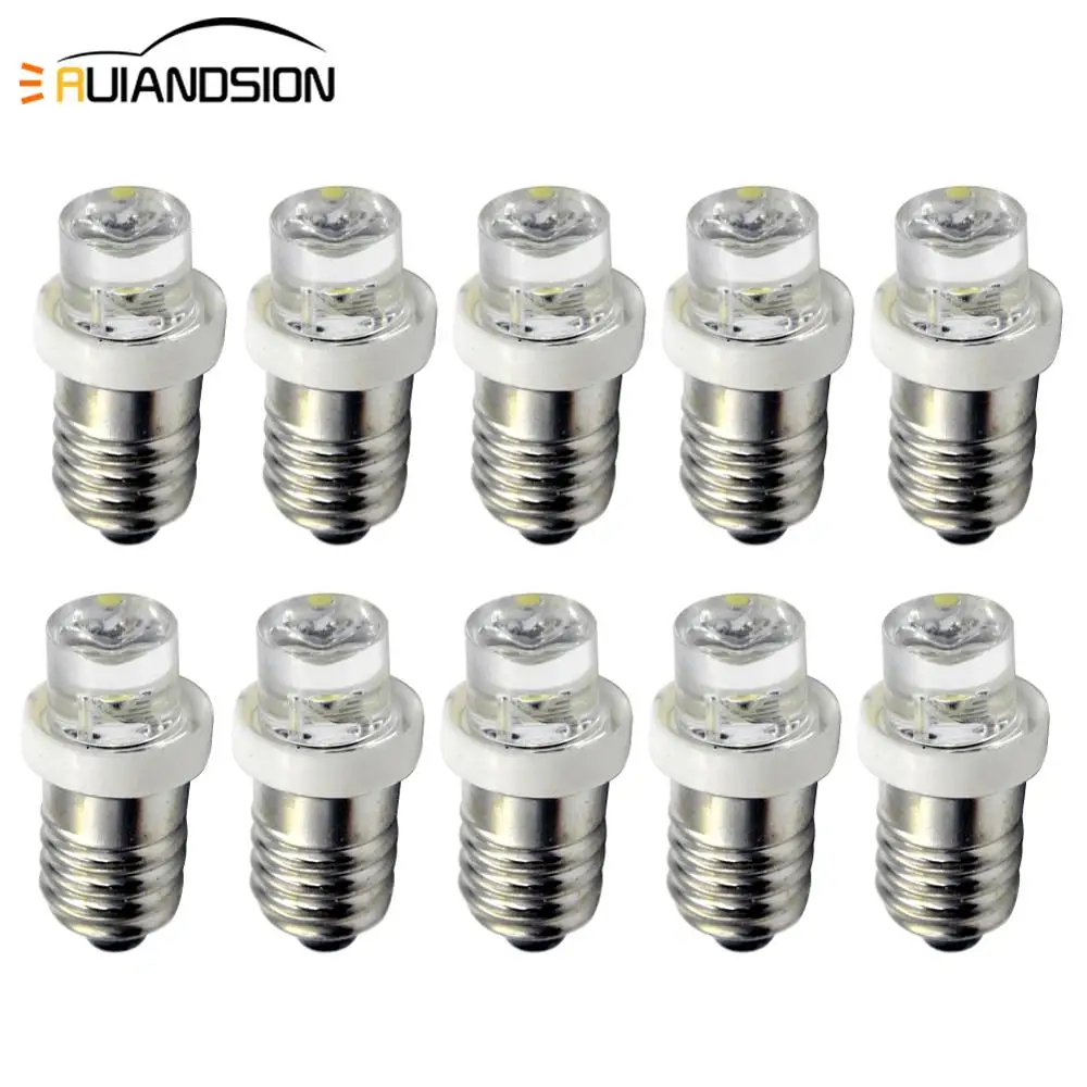 

Ruiandsion 10PCS 3V 6V 12V DC Light Screw 1LED F3 Bulbs E10 Xenon White Bayonet Style Indicator Lamp