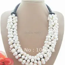 Красивый белый жемчужный& оникс ожерелье