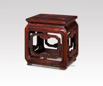 

Classical Square Stools with RuYi stripe Living Room Luxury Furniture Bench with Turtle feet Burmase Rosewood Children's chair