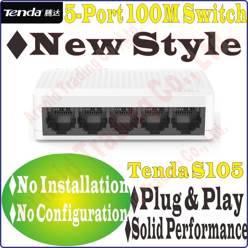 Tenda S105 10/100 Мбит/с 5-Порты Fast Ethernet сетевые коммутаторы 5 Порты 10/100 м переключатель для небольших Бизнес, без розничной посылка коробка