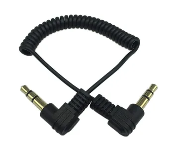 

90 Degree 3.5mm 3 Pole Male to Male Headphone Stereo Audio AUX Mini Spring Coiled Spiral Extension Adapter Converter Cable